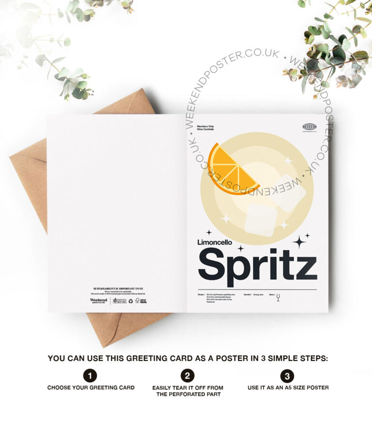 Mid-century modern Limoncello Spritz Cocktail greeting card