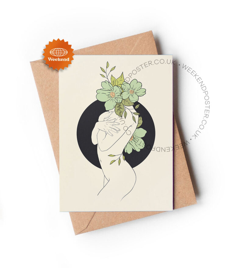 Abstract Floral Woman line art greeting card