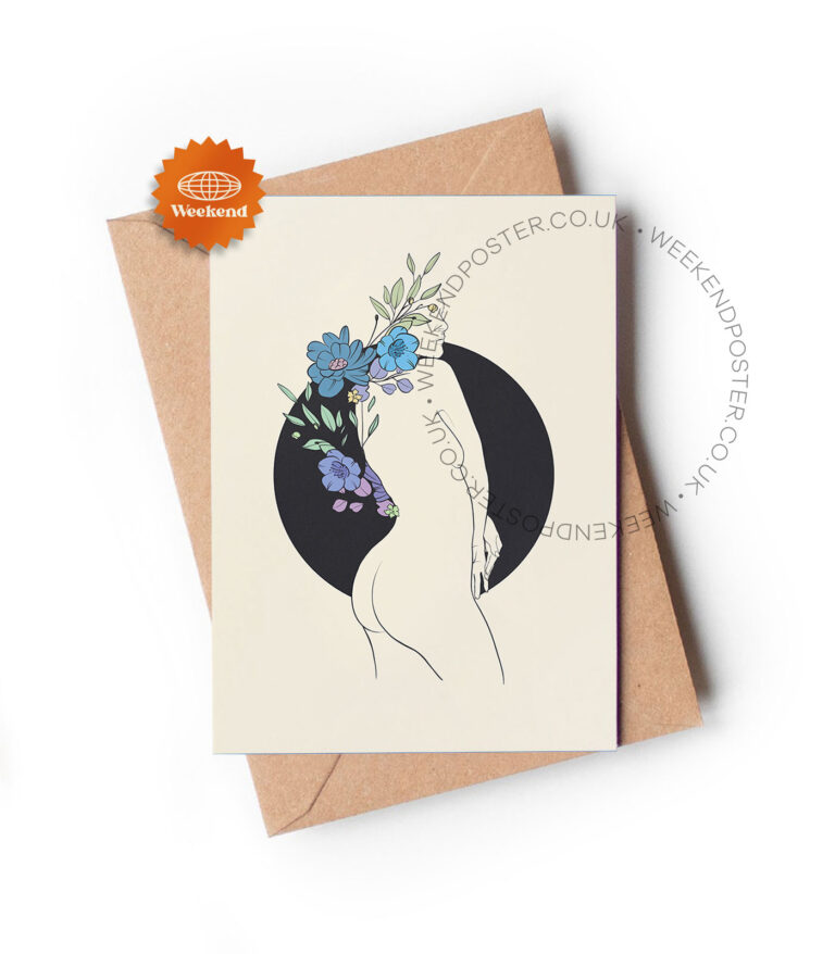 Abstract Floral Woman line art greeting card