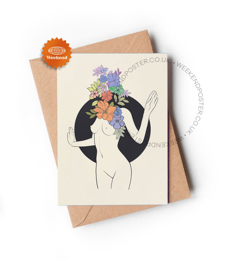 Abstract Floral Woman line art greeting card