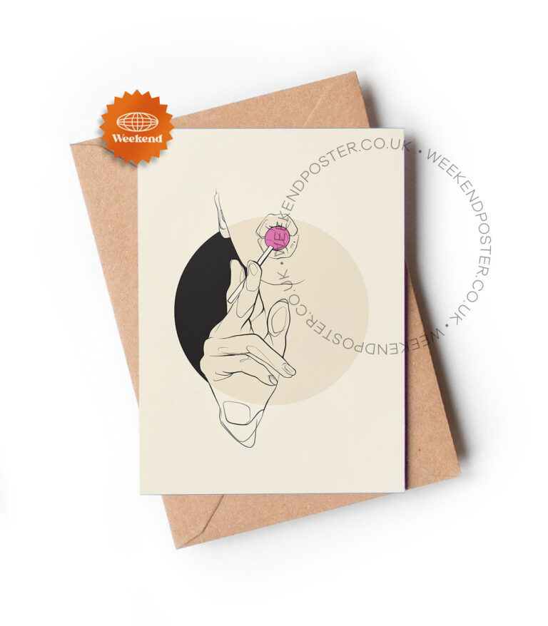 Abstract Sexy Women Lick Lollipop line art greeting card