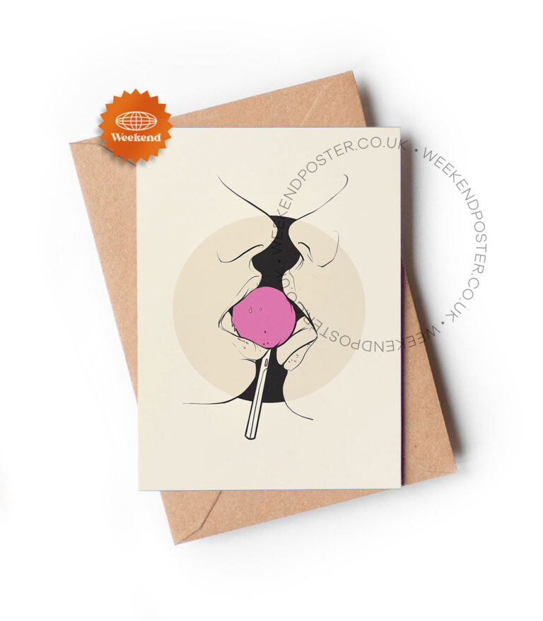 Abstract Sexy Women Lick Lollipop line art greeting card