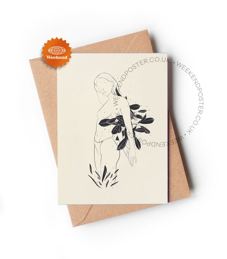 Abstract Floral Woman line art greeting card