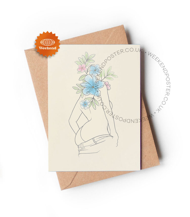 Abstract Floral Woman line art greeting card