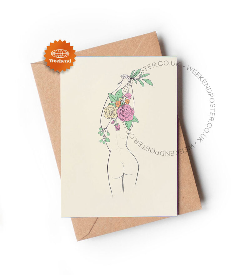 Abstract Floral Woman line art greeting card