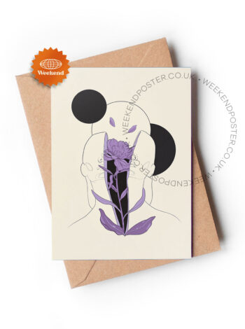 Floral Man Abstract line art greeting card