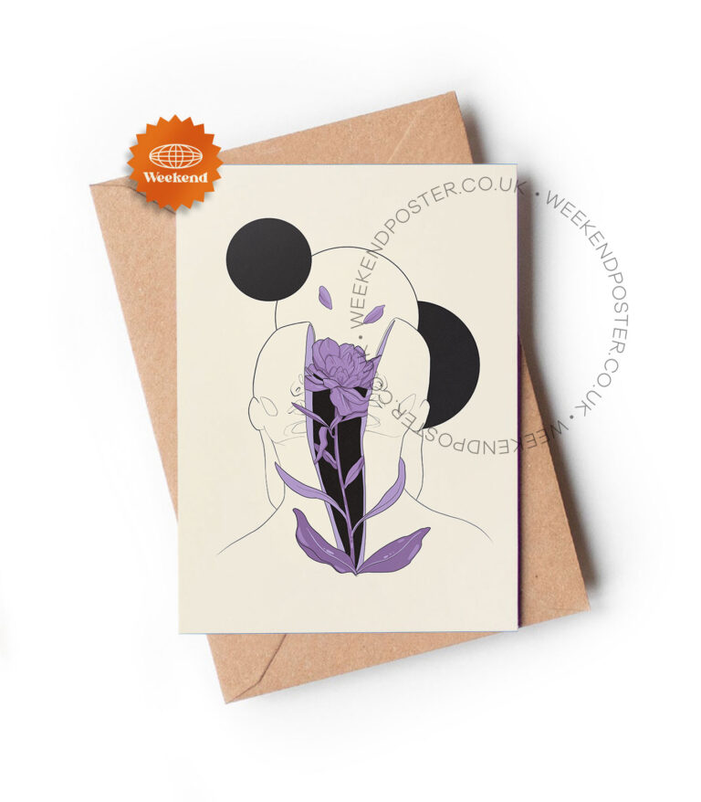 Floral Man Abstract line art greeting card
