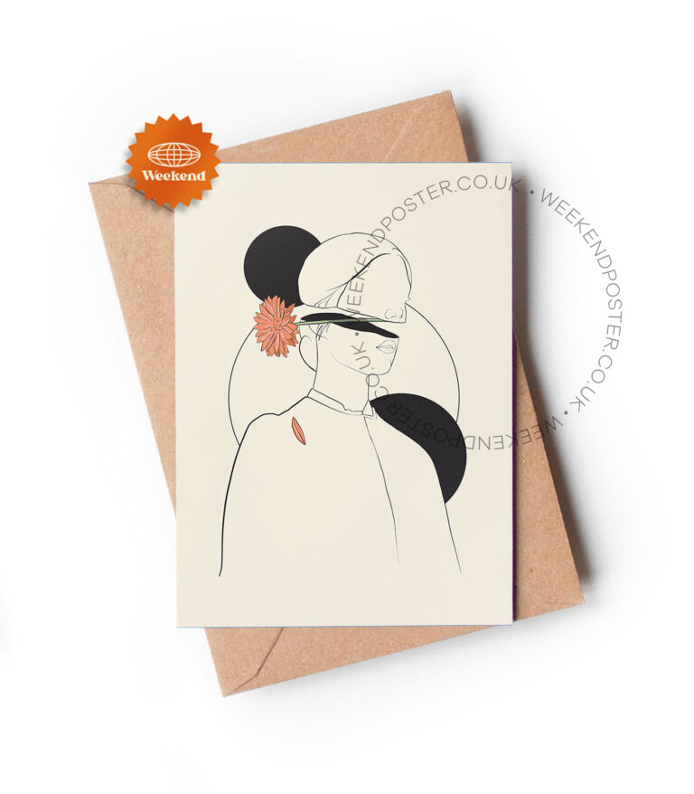 Floral Woman Abstract line art greeting card