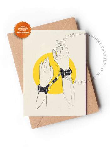 Sexy Naked Handcuff Women line art greeting card