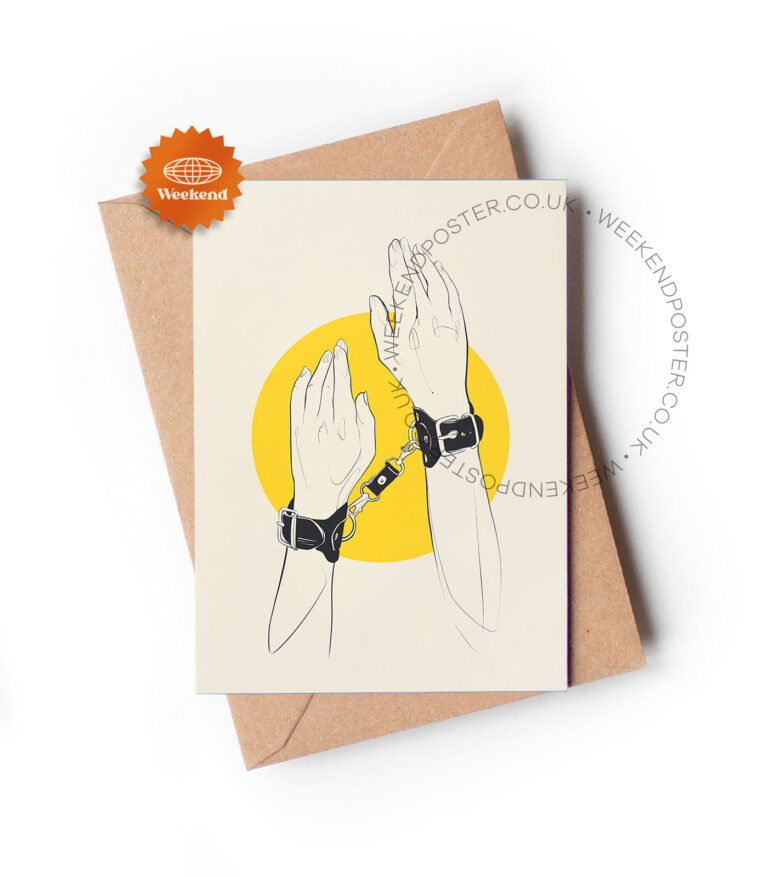 Sexy Naked Handcuff Women line art greeting card