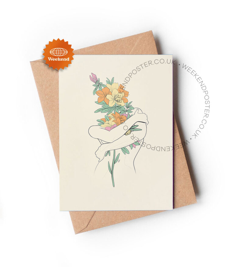 Abstract Floral Woman line art greeting card