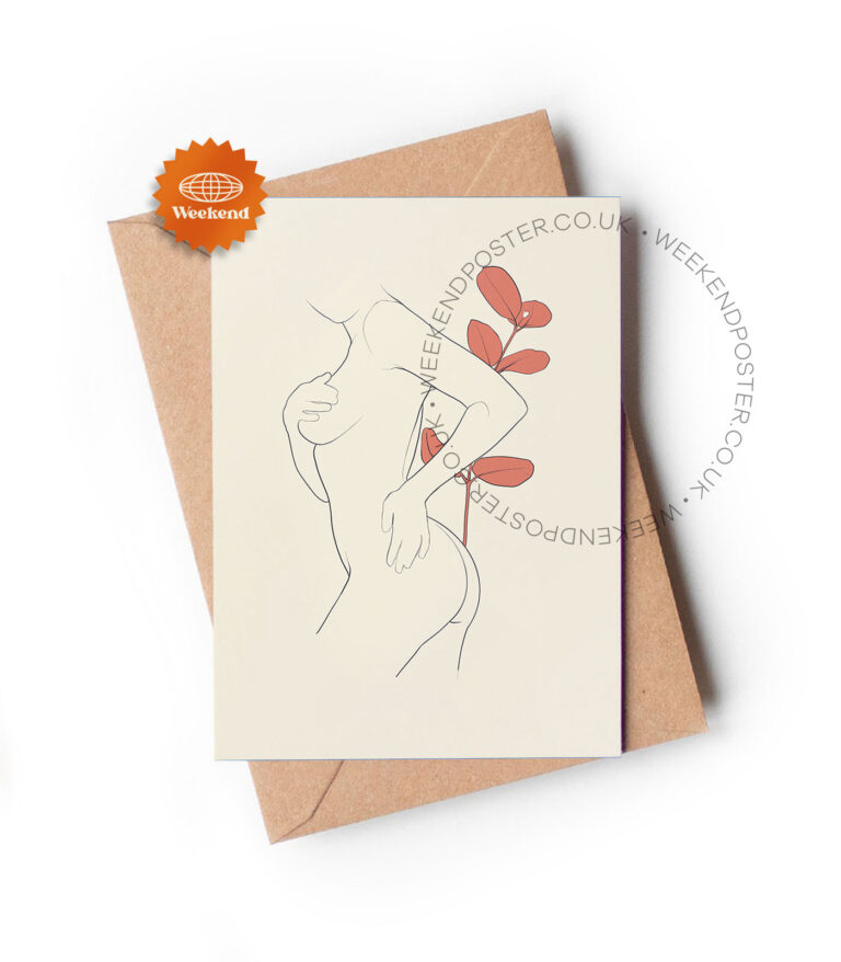 Sexy Floral Woman line art greeting card