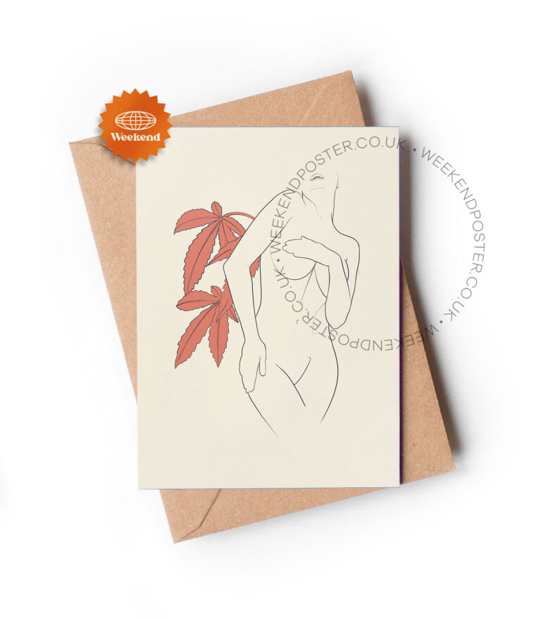 Sexy Floral Woman line art greeting card