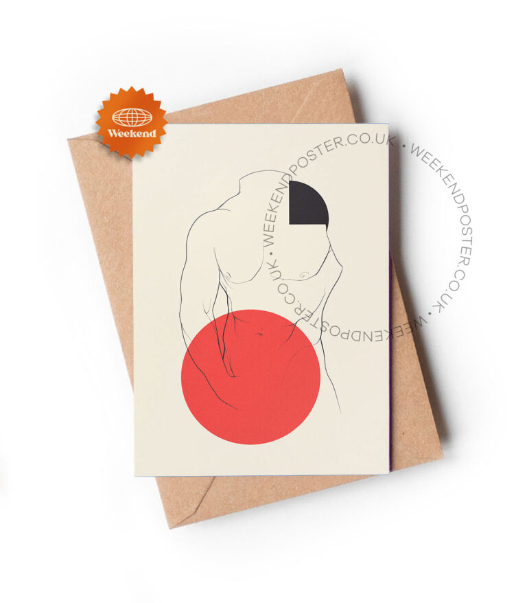 Sexy Muscle Man line art greeting card