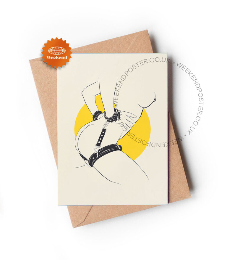 Sexy Naked Handcuff Women line art greeting card