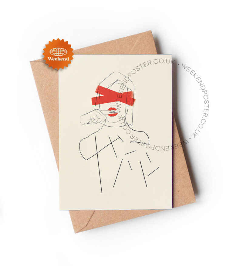 Sexy Shhhh Woman line art greeting card