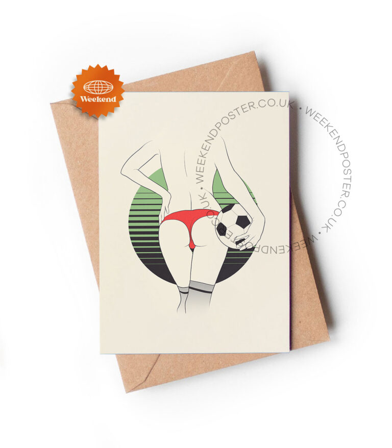 Sexy Woman Football line art greeting card