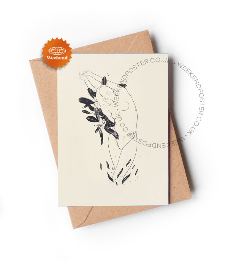 Abstract Floral Woman line art greeting card