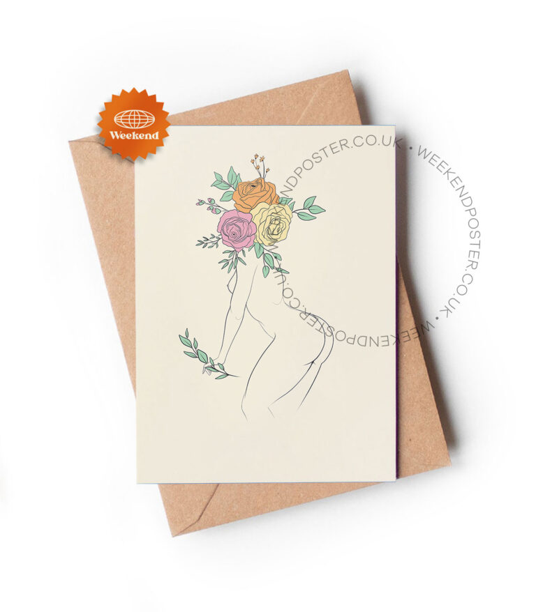 Abstract Floral Woman line art greeting card