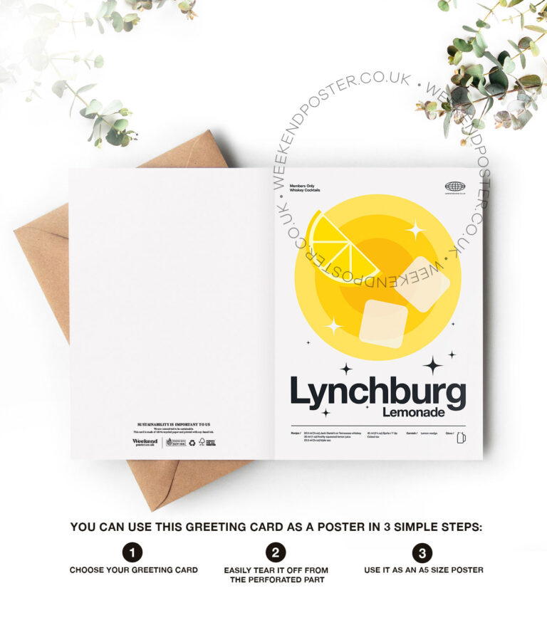 Mid-century modern Lynchburg Lemonade Cocktail greeting card