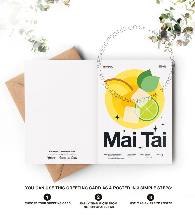 Mid-century modern Mai Tai Cocktail greeting card