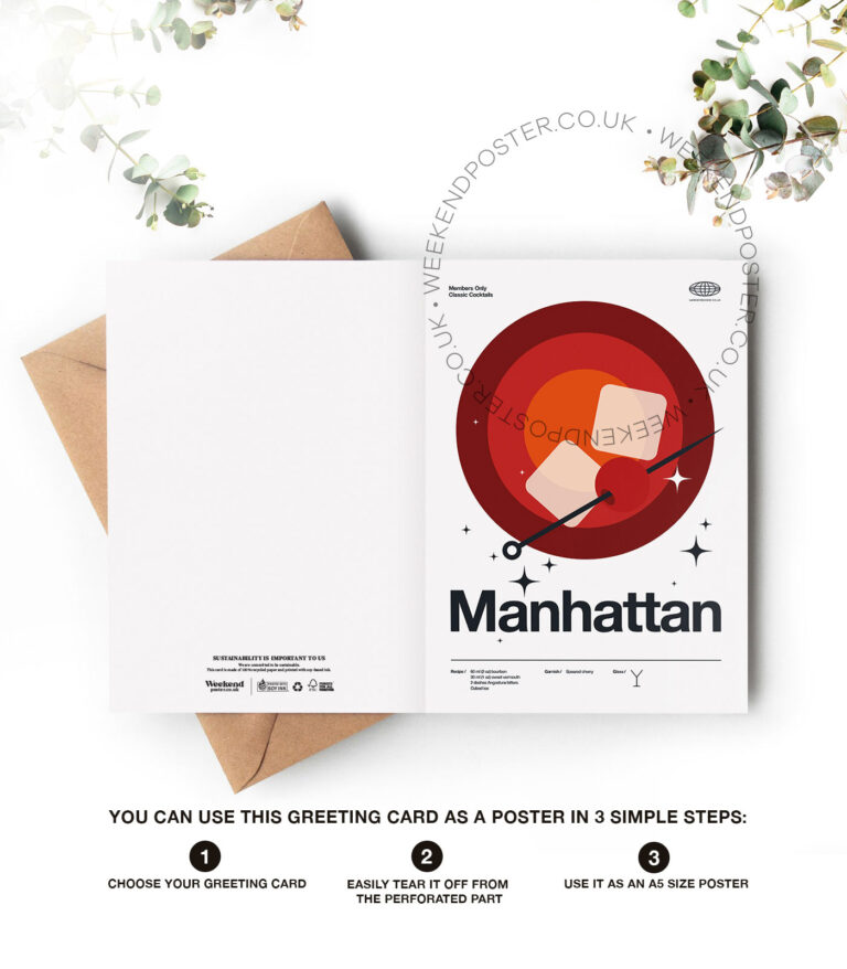 Mid-century modern Manhattan Cocktail greeting card
