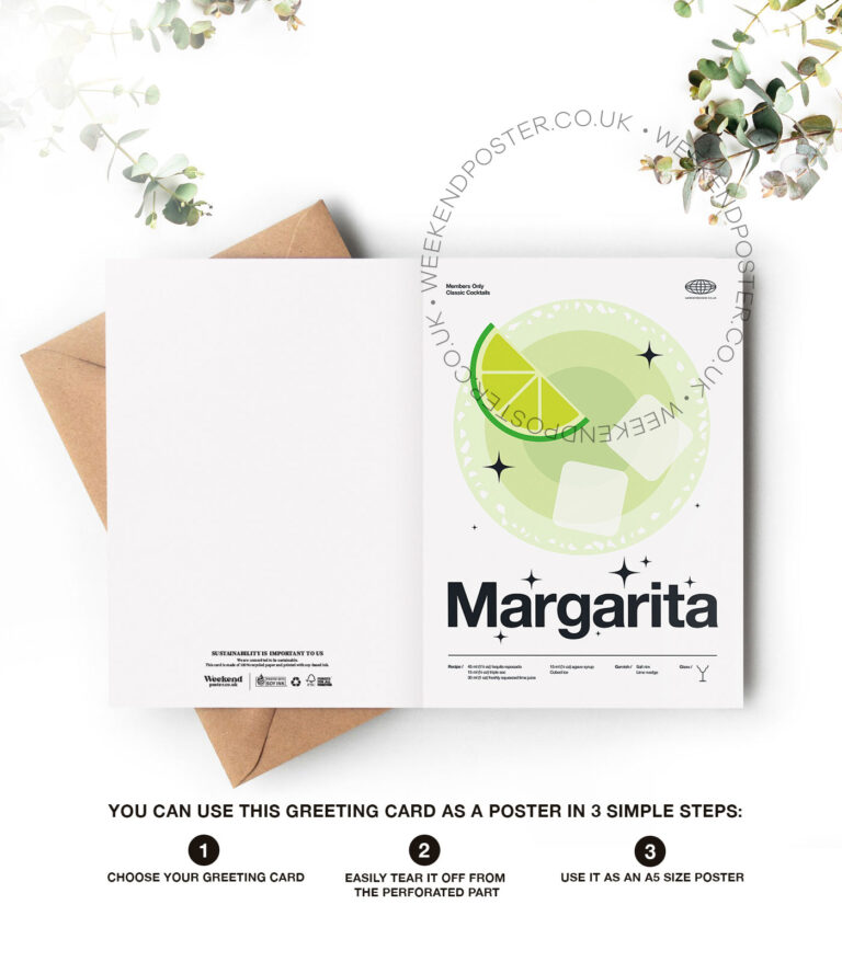 Mid-century modern Margarita Cocktail greeting card