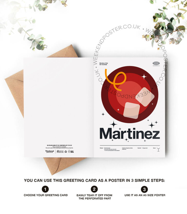 Mid-century modern Martinez Cocktail greeting card