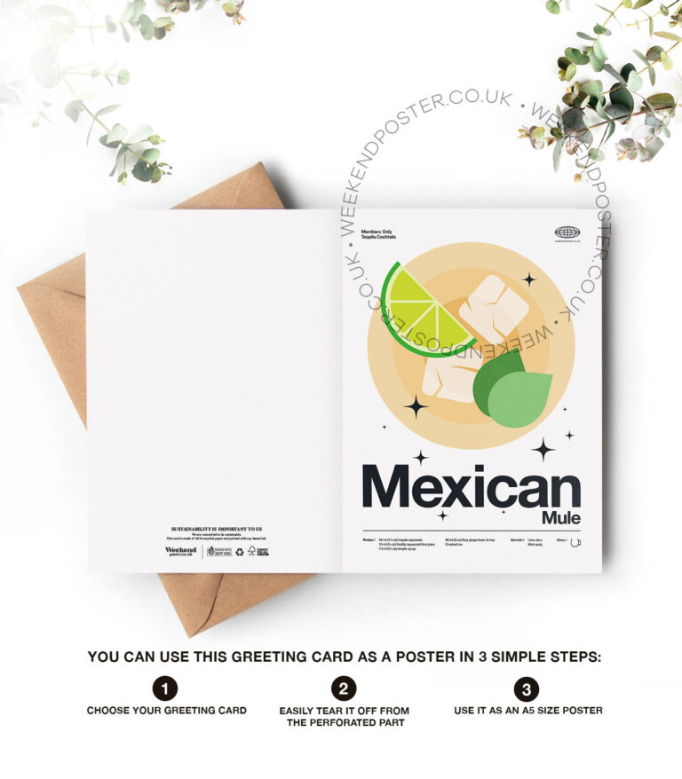 Mid-century modern Mexican Mule Cocktail greeting card