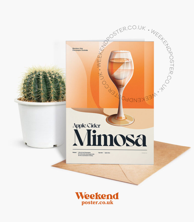 Mid-century retro Apple Cider Mimosa Cocktail greeting card