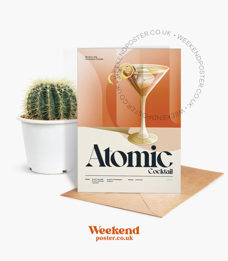 Mid-century retro Atomic Cocktail greeting card