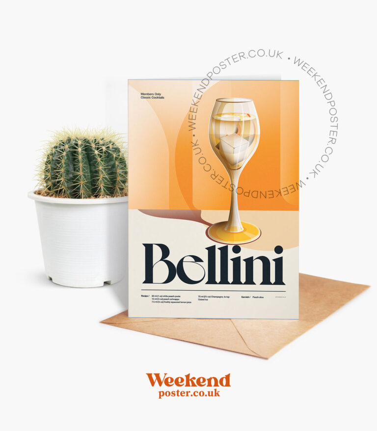 Mid-century retro Bellini Cocktail greeting card