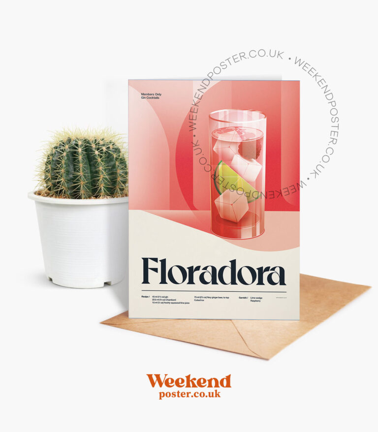 Mid-century retro Floradora Cocktail greeting card