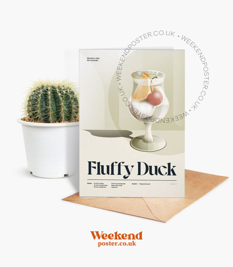 Mid-century retro Fluffy Duck Cocktail greeting card