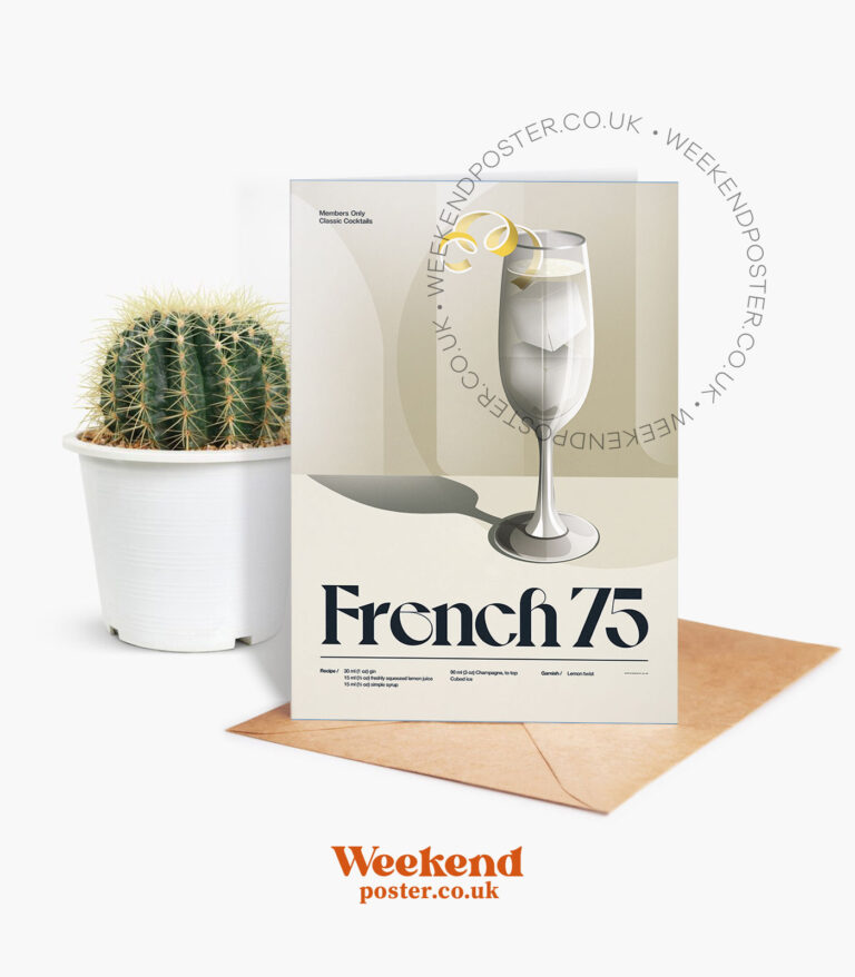 Mid-century retro French 75 Cocktail greeting card