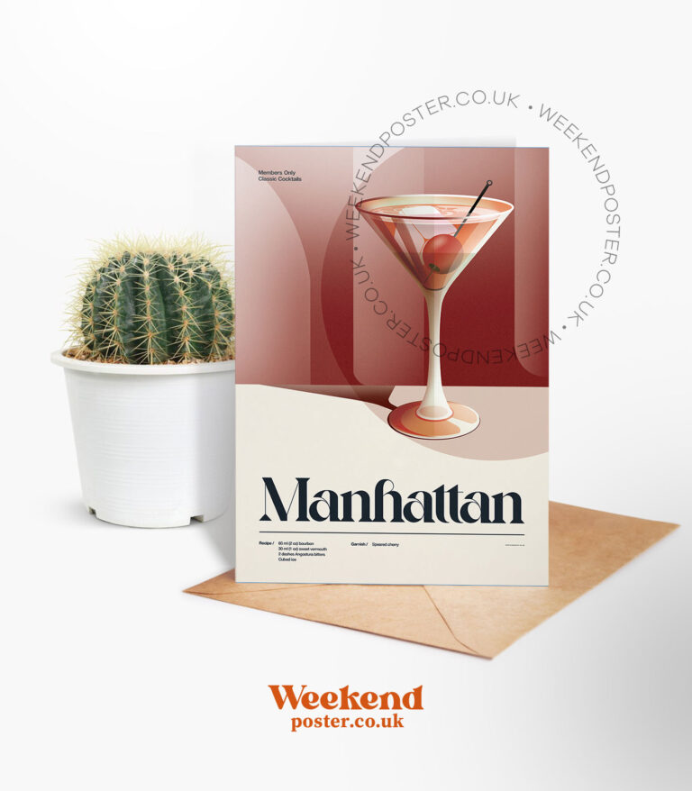 Mid-century retro Manhattan Cocktail greeting card
