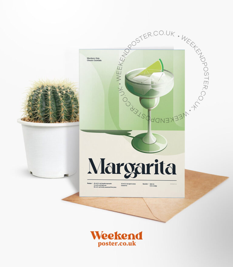 Mid-century retro Margarita Cocktail greeting card