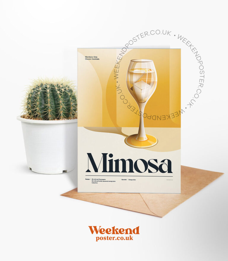 Mid-century retro Mimosa Cocktail greeting card