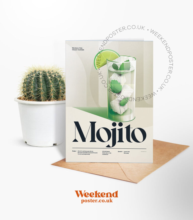 Mid-century retro Mojito Cocktail greeting card