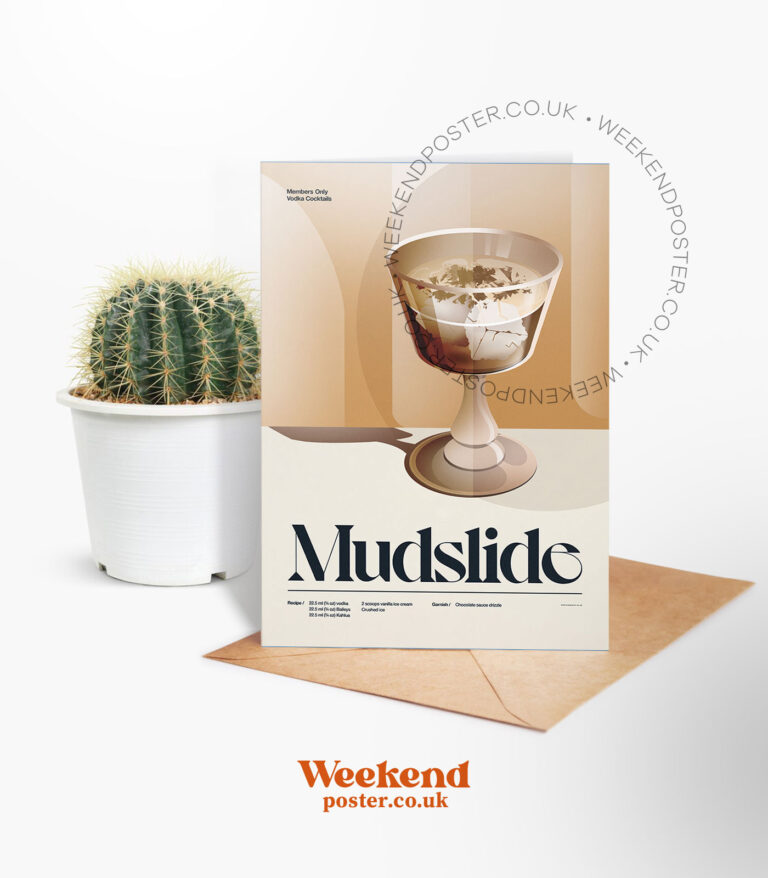 Mid-century retro Mudslide Cocktail greeting card