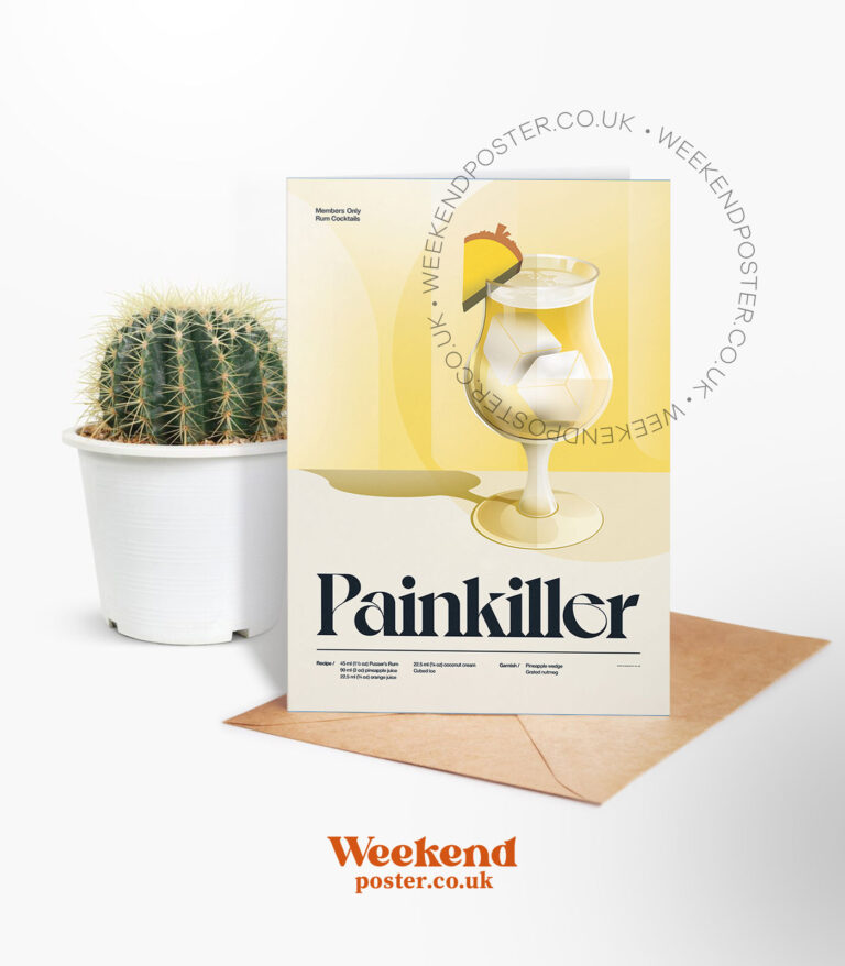 Mid-century retro Painkiller Cocktail greeting card