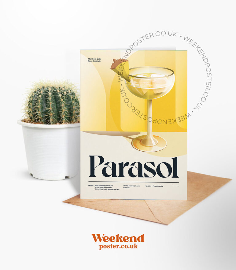 Mid-century retro Parasol Cocktail greeting card