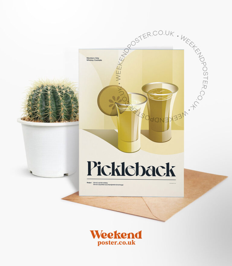 Mid-century retro Pickleback Cocktail greeting card