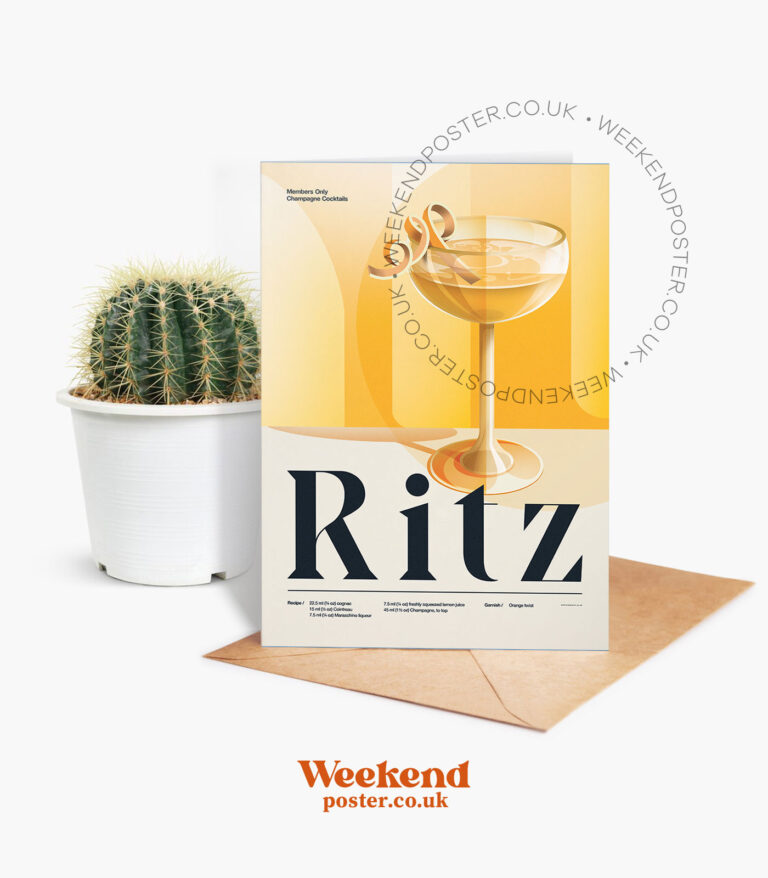 Mid-century retro Ritz Cocktail greeting card