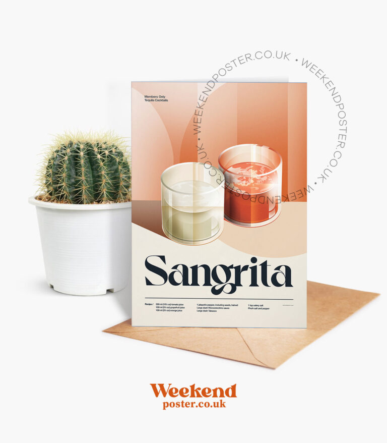 Mid-century retro Sangrita Cocktail greeting card