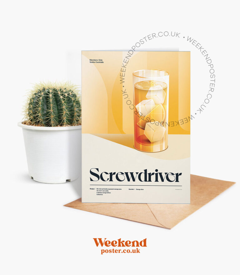 Mid-century retro Screwdriver Cocktail greeting card