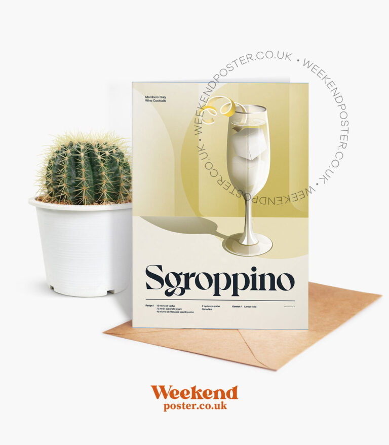 Mid-century retro Sgroppino Cocktail greeting card