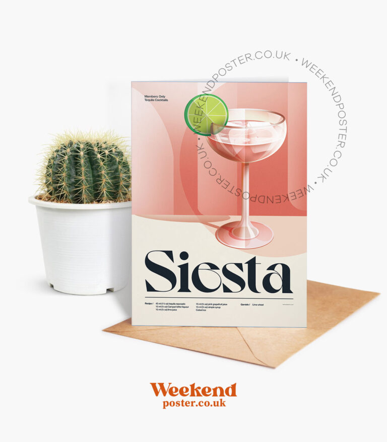 Mid-century retro Siesta Cocktail greeting card