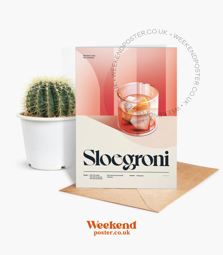 Mid-century retro Sloegroni Cocktail greeting card