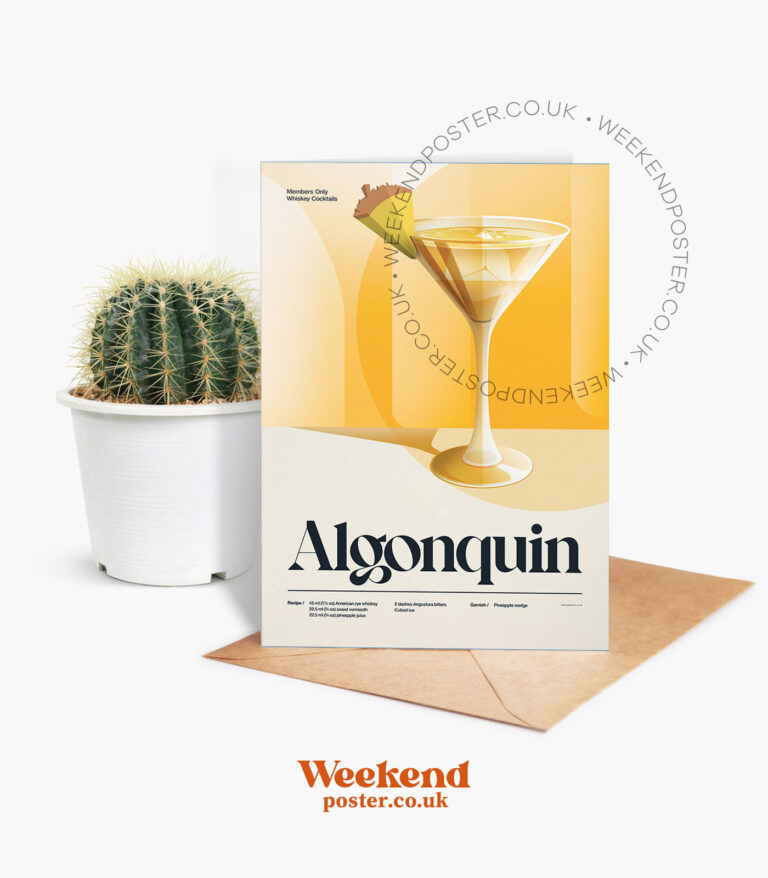 Mid-century retro Algonquin Cocktail greeting card